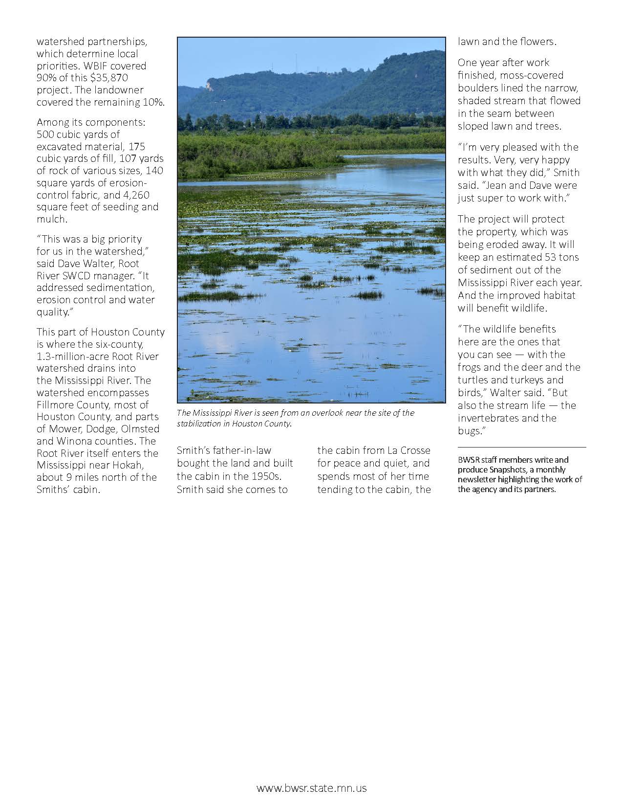 Page 2  of story labeled Direct Connection Root River SWCD streambank stabilization
